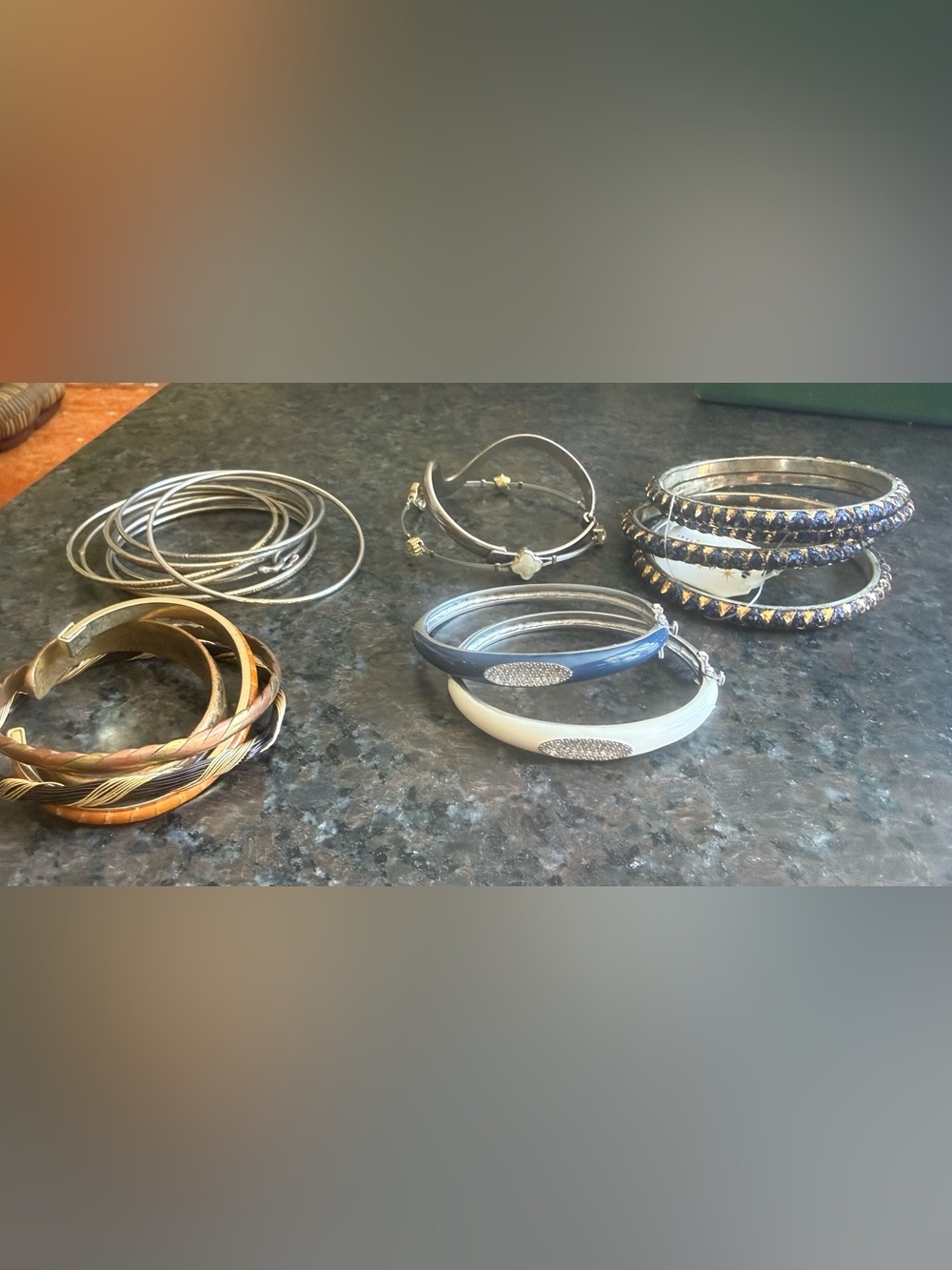 Large Lot of 20+ Fashion Bangles & Bracelets – Mixed Metals, Crystal & Enamel